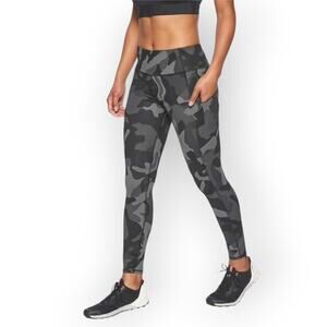 Athleta Camo Contender 7/8 Tight SIZE L Black Gray Yoga Studio Pants